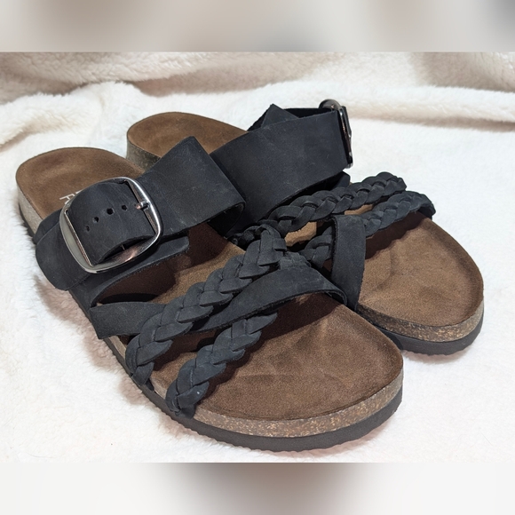 White Mountain Leather Buckle Slide Healing Sandals - Women's, size 10 - Picture 2 of 6